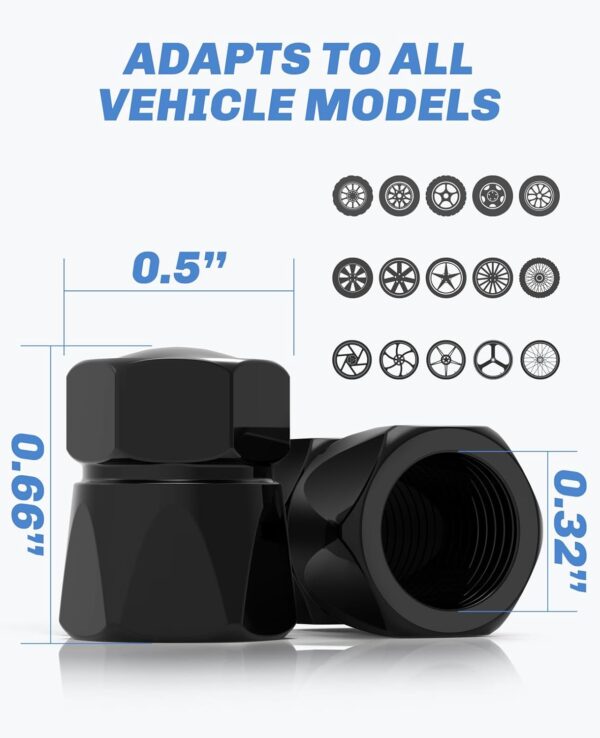 valve de pneu de voiture 4 pièces pour audi a1 a3 rs3 a4 a5 a6 a7 rs7 a8 q3 q5 q7 r8 série s, bouchon de valve de voiture résistant à la corrosion, accessoires de voiture, noir