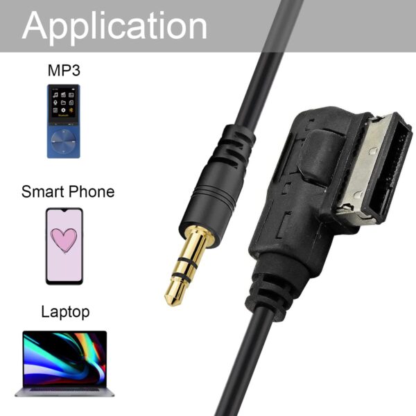 xiatiaosann câble aux ami mdi mmi pour adaptateur d'interface audio de musique jack 3,5 mm pour volkswagen pour audi a3/a4/a5/a6/a8/q5/q7/r8/tt prise média