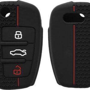 kwmobile Étui de protection pour clé de voiture compatible avec accessoire audi 3 clés Étui de protection en silicone souple noir rouge