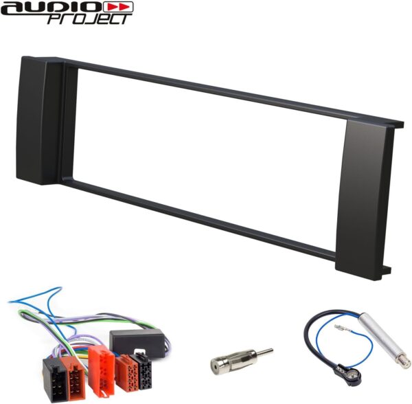 audioproject a216 – kit d'installation autoradio pour audi a3 8l – a6 c5 4b – façade d'autoradio avec 2 adaptateurs d'antenne din iso cadre de montage noir