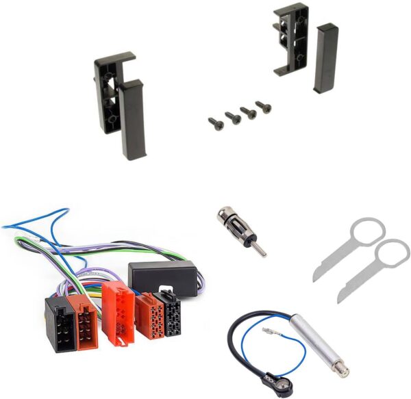 audioproject a129 kit cache radio compatible avec audi a2 8z a3 8l a4 b5 a6 c5 adaptateur actif pour autoradio 2x adaptateurs d'antenne din iso support de déverrouillage