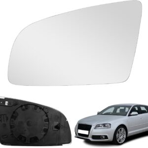 verre de rétroviseur de remplacement pour audi a3/s3 2004 2008, a4/s4 2002 2008, a6/s6 2006 2008, verre de rétroviseur extérieur chauffant hyperbolique (gauche)