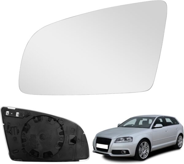 verre de rétroviseur de remplacement pour audi a3/s3 2004 2008, a4/s4 2002 2008, a6/s6 2006 2008, verre de rétroviseur extérieur chauffant hyperbolique (gauche)