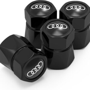 valve de pneu de voiture 4 pièces pour audi a1 a3 rs3 a4 a5 a6 a7 rs7 a8 q3 q5 q7 r8 série s, bouchon de valve de voiture résistant à la corrosion, accessoires de voiture, noir