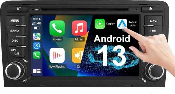 nvgotev radio automatique android 13 pour audi a3 s3 rs3 2003 2012, radio 7 pouces avec gps navi dab + fm rds 4g wifi bluetooth swc support carplay android auto (octa core, 4 go de rom + 64 go de rom)