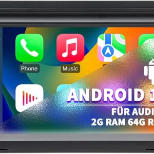 autoradio pour audi a3 s3 8p rs3 2003 2004 2005 2006 2007 2008 2009 2010 2011 2012, système android 12 2g+64g avec android auto carplay, écran tactile 7