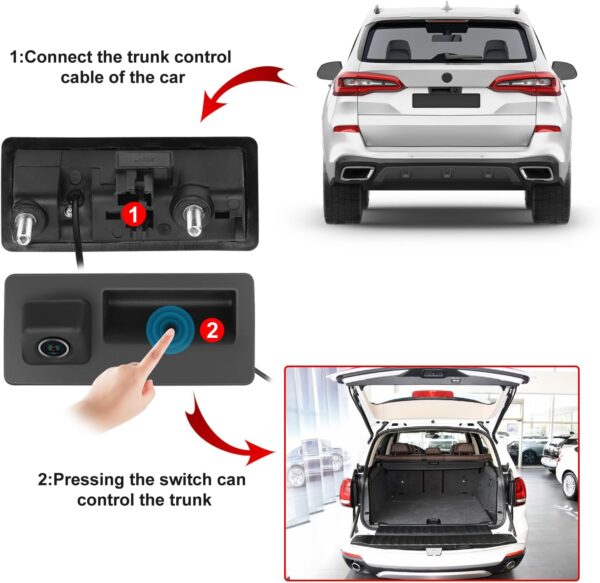 hodozzy caméra de recul à 170 degrés pour vw/audi, ahd et cvbs ip67 étanche à vision nocturne avec poignée de coffre de voiture pour tiguan passat sagitar pour audi a6l a5 a4l q7