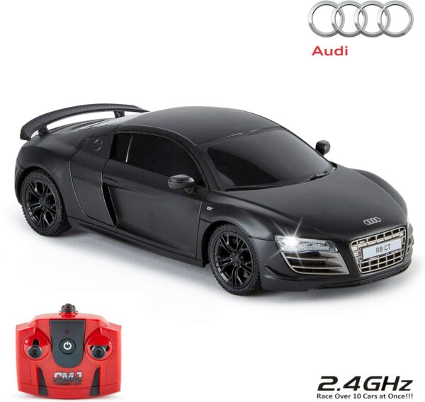 cmj rc cars télécommande supercar range led lights, 2,4 ghz racing 10 set – audi r8 gt noir mat, Échelle 1:24