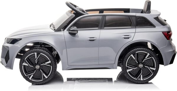 finoos car véhicule électrique pour enfants audi rs6 avec télécommande 2,4 ghz, moteur 2 x 12v 30w，v. max. télécommande 5 km/h effets sonores (gris)