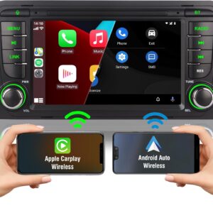 autoradio dsp avec sans fil apple carplay et android auto intégré pour audi a3 8p 8p1 8pa 8p7 8vs s3 rs3 sportback 2003 2013 compatible commande au volant am fm rds radio bluetooth ips écran eq navi