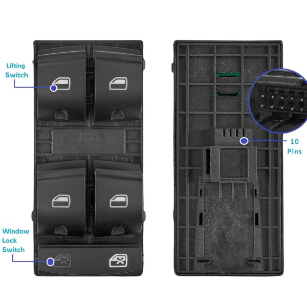 twowinds interrupteur de lève vitre compatible avec audi a3 s3 a6 s6 rs6 q7 porte avant gauche (côté conducteur) 4f0959851f commande de fenêtre bouton de lève vitre