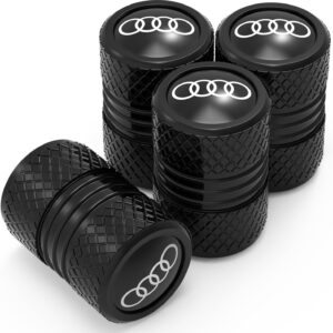 valve de pneu de voiture 4 pièces pour audi a1 a3 rs3 a4 a5 a6 a7 rs7 a8 q3 q5 q7 r8 série s, bouchon de valve de voiture résistant à la corrosion, accessoires de voiture, noir