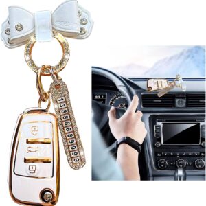 shapepoty Étui pour clé de voiture a1, a3, a4, a6, a8, quattro, q2, q3, q7, s3, s6, rs3, rs6, r8, tt, tts, 3 boutons (étui + boucle papillon + plaque d'immatriculation)