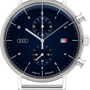 audi collection montre chronographe homme avec logo argent/bleu 3102200300