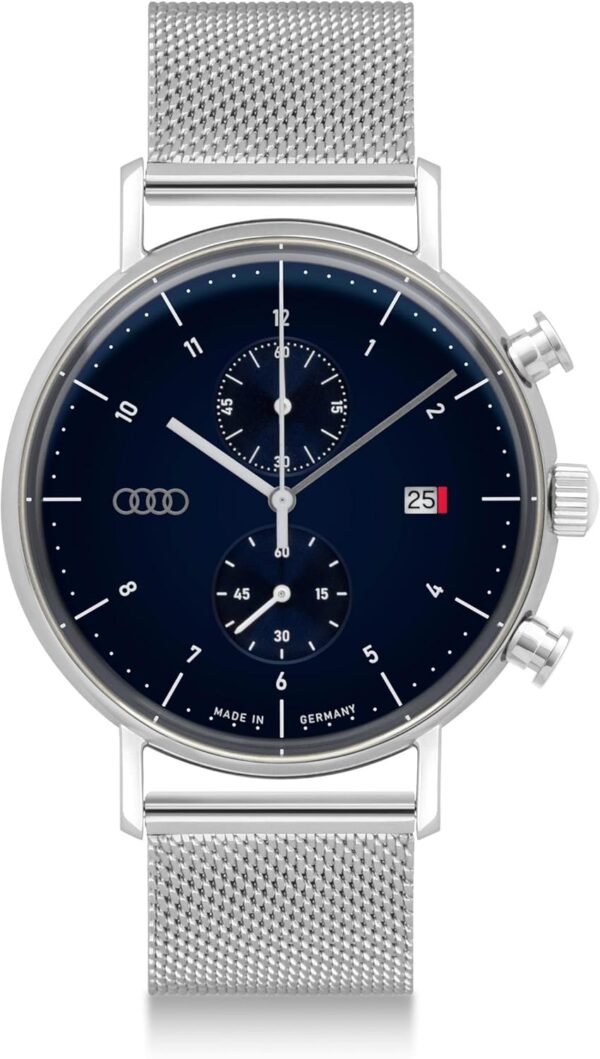 audi collection montre chronographe homme avec logo argent/bleu 3102200300