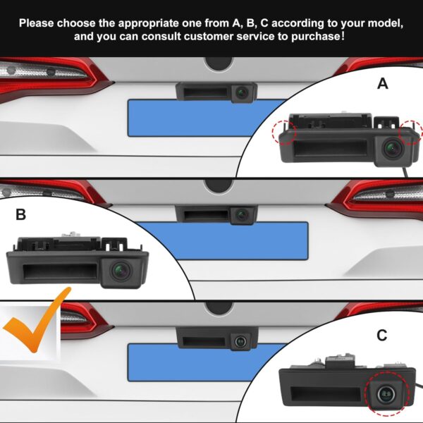 hodozzy caméra de recul à 170 degrés pour vw/audi, ahd et cvbs ip67 étanche à vision nocturne avec poignée de coffre de voiture pour tiguan passat sagitar pour audi a6l a5 a4l q7