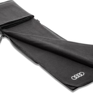 audi 3292200300 couverture polaire 2 en 1 coussin pliable noir avec anneaux logo audi