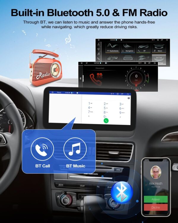 camecho android 13 pour audi q5 8r radio multimédia 2009 2017 radio multimédia avec écran tactile 10,25 pouces, système nbt, 4 go de ram + 64 go de rom, carplay/android auto/bluetooth/wifi/4g