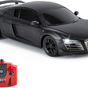 cmj rc cars télécommande supercar range led lights, 2,4 ghz racing 10 set – audi r8 gt noir mat, Échelle 1:24