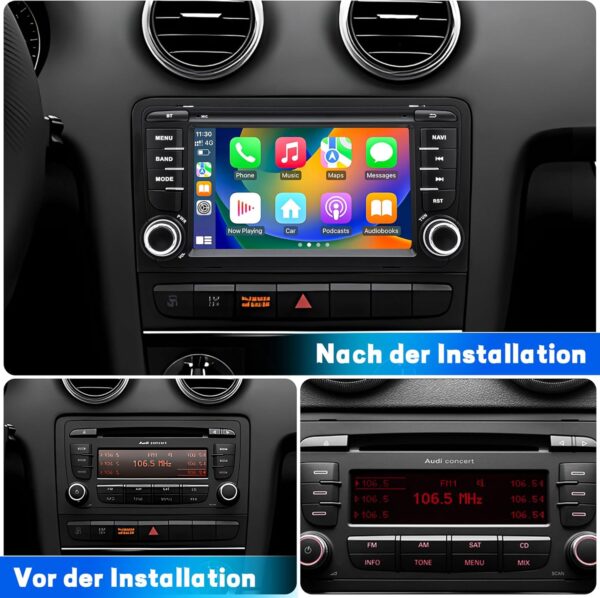 autoradio pour audi a3 s3 8p rs3 2003 2004 2005 2006 2007 2008 2009 2010 2011 2012, système android 12 2g+64g avec android auto carplay, écran tactile 7