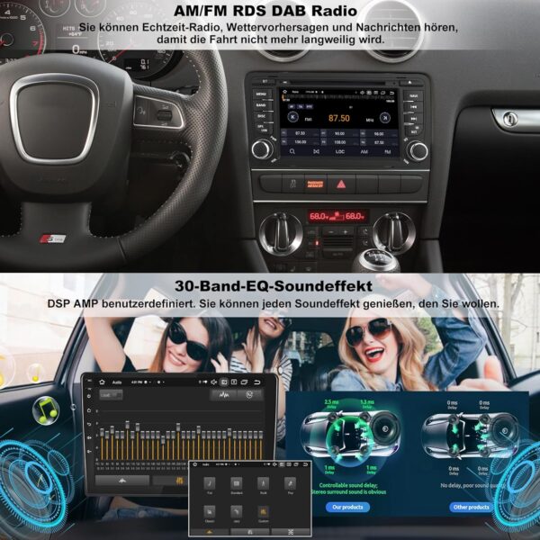 nvgotev radio automatique android 13 pour audi a3 s3 rs3 2003 2012, radio 7 pouces avec gps navi dab + fm rds 4g wifi bluetooth swc support carplay android auto (octa core, 4 go de rom + 64 go de rom)