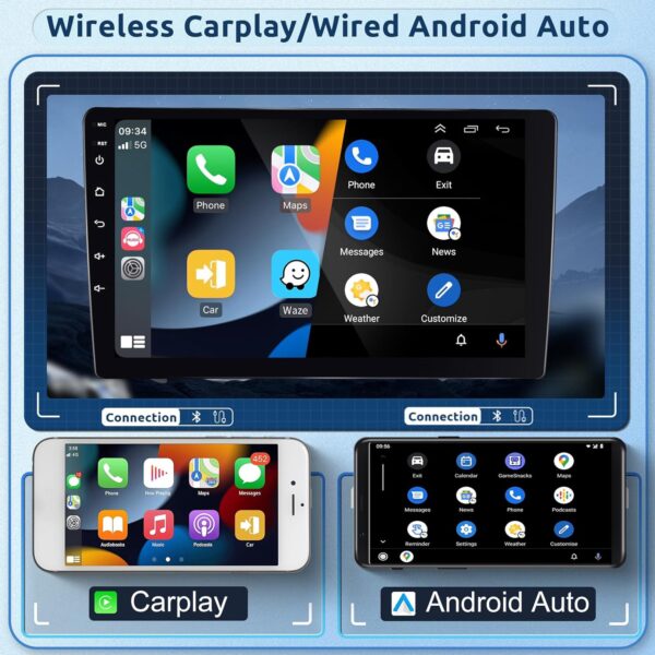 【8 core 2+64g】 autoradio hodozzy carplay pour audi a3 s3 rs3 8p 8v 2008 2012, autoradio android à écran tactile 9 pouces avec android auto/wifi/gps/rds/fm/bluetooth/usb/dsp