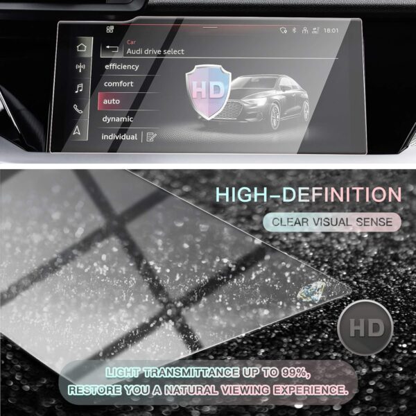 cdefg compatible avec audi a3 8y sportback 2020 2023 2024 protection d'écran tactile en verre trempé anti traces de doigts, anti rayures 9h, film gps transparent hd 10,1