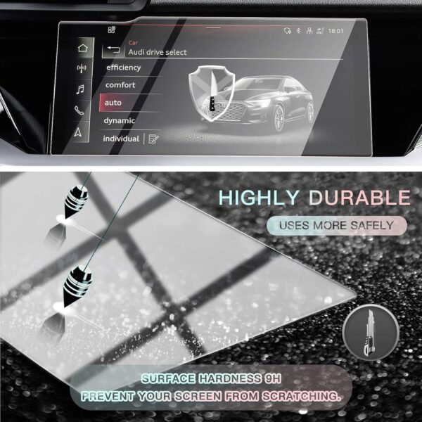 cdefg compatible avec audi a3 8y sportback 2020 2023 2024 protection d'écran tactile en verre trempé anti traces de doigts, anti rayures 9h, film gps transparent hd 10,1