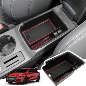 bibibo boîte de rangement pour audi a3 8y 2021 2023, organiseur de console centrale avec tapis antidérapant, boîte de rangement pour accoudoir, boîte à gants, accessoires audi a3 8y