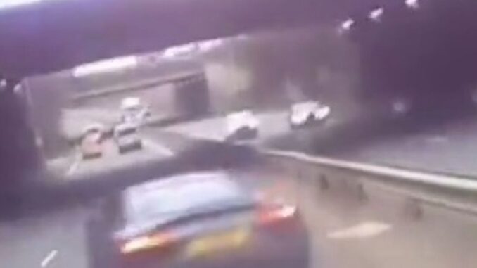 0 video audi r8 driver has lucky escape after clipping another car then smashing into central reserv.jpeg